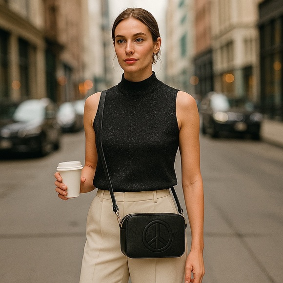 St. John Black Sleeveless Knit Shell Top | Metallic Sparkle | Size 6 - Picture 1 of 14